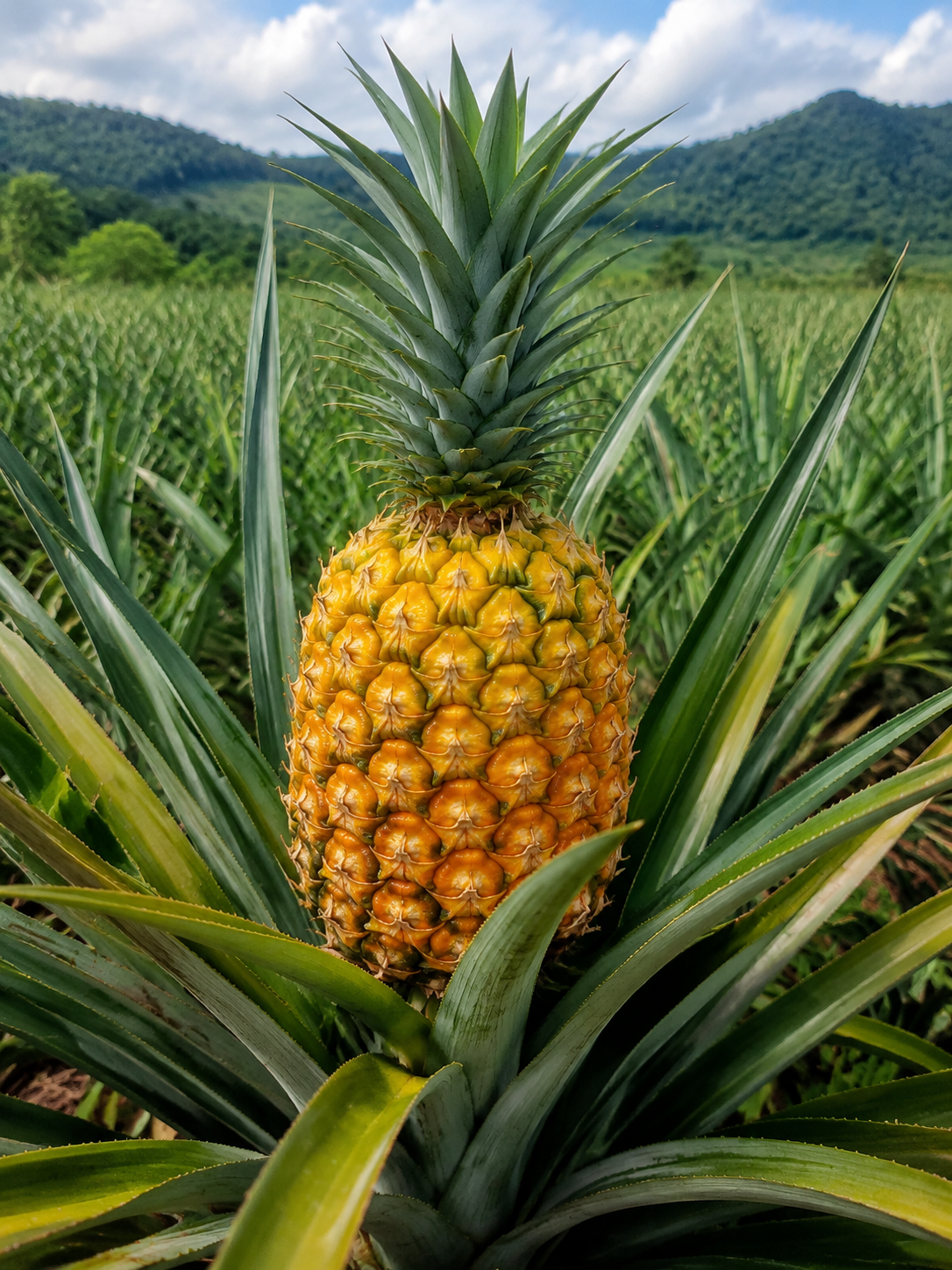 Piña madura en cultivo